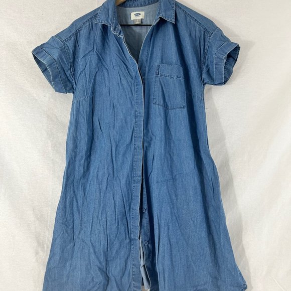Old Navy Dresses & Skirts - Denim blue button-up dress